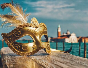 colorful venice mask on a glittery background as a carnival celebrations 