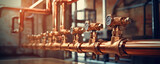 Fototapeta  - Plumbing copper metal. pipeline copper for heating system.