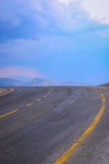 sharp bend asphalt road in the mountain