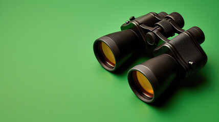 Wall Mural - Binoculars on green surface, optical equipment