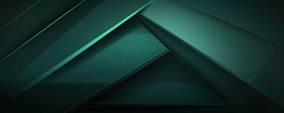 Dark green abstract in wide banner shape. polygon elegant or frame background.  copy space for text.