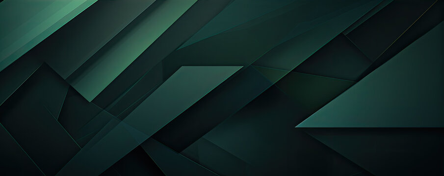 Dark green abstract in wide banner shape. polygon elegant or frame background.  copy space for text.