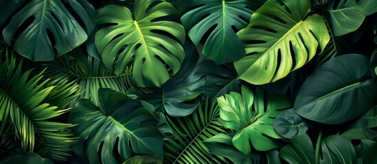 Poster - Lush Green Leaves Nature Wallpaper for Relaxation and Tranquility in Interior Design