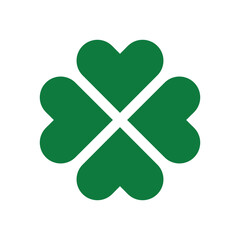 Wall Mural - clover leaf symbol made of four green hearts, st patrick's day vector icon