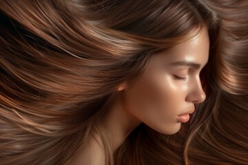 Wall Mural - Gorgeous girl with long straight shiny and well kept brown hair