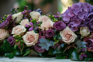 Poster - Roses and hydrangea at post funeral floral arrangement