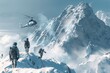 © Vit - A helicopter is seen flying over a group of VetalVit special forces operators conducting high altitude operations on a snow-covered mountain.