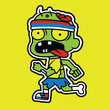 cartoon zombie jogger going for a run
