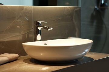 Wall Mural - Modern bathroom interior with a chic white sink