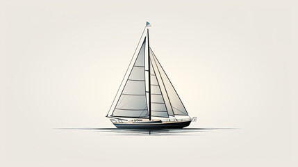 Wall Mural - Minimalist illustration of a sailboat on the water