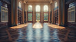 Classic Library Landscape Painting Display: Timeless Elegance