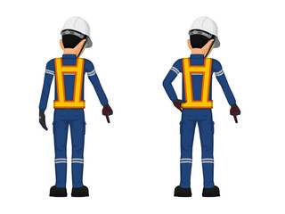 Wall Mural - Set of construction worker in the position of pointing something on the floor