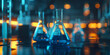 Laboratory test tubes flasks on a blurred background Selective soft focus.