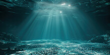 Underwater Scene With Sun Rays And Sun