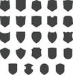 A set of 24 shield icons, pointed shield logos, rounded shield, tall and short shields.