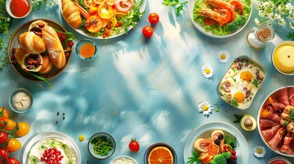 Various food dishes on table