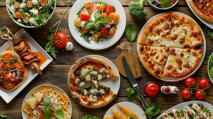 Various food dishes on table