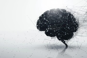 Wall Mural - black brain image shining wallpaper with network illustration vector 