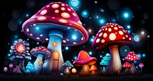 Some Cute Colorful Mushroom Like Structures By Night
