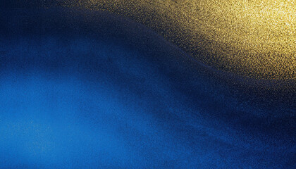 Dark blue gold waves decoration fabric , a normal simple grainy noise grungy empty space or spray texture , a rough abstract retro vibe shine bright light and glow background template color gradient