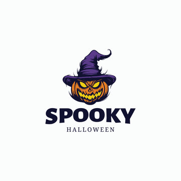 Pumpkin Halloween Head Mascot Logo for Esport. Pumpkin Halloween T-shirt Design. Pumpkin Halloween Logo.pumpkin with hat scary logo