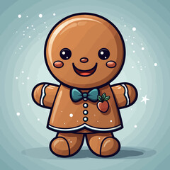 Wall Mural - gingerbread man with a bow on his head, vector illustration