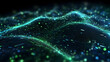© EPDICAY - Digital technology speed connect blue green background, cyber nano information, abstract communication, innovation future tech data, internet network connection, Ai big data, line dot illustration.