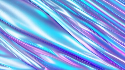 Holographic background pastel foil wrinkled colorful surface. The Hologram Background of 80s abstract foil soft texture crumpled in various colors. 90s blue sky pink pastel holographic gradient mesh