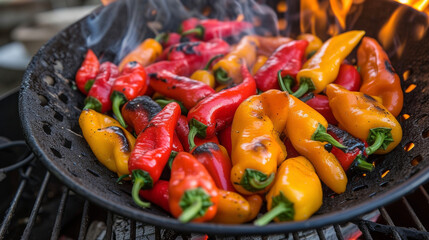 The intense heat of the fireplace infuses these peppers with a deep smoky flavor. Their vibrant colors and inviting aroma will have your guests eagerly reaching for seconds