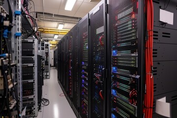 Leinwandbilder - technology server room with rows of computers