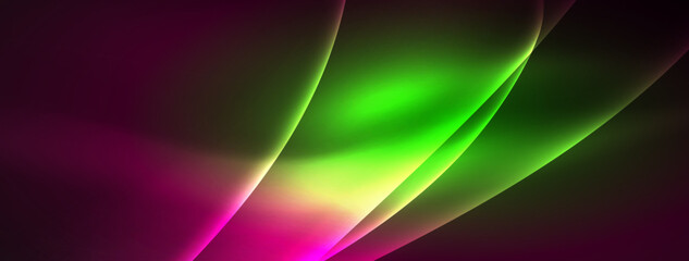Poster - Neon light glowing waves and lines background set for wallpaper, business card, cover, poster, banner, brochure, header, website