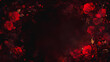 黒背景にラグジュアリーな赤い薔薇のイラストのフレーム背景