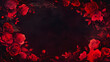 黒背景にラグジュアリーな赤い薔薇のイラストのフレーム背景