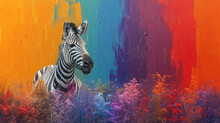 Head Of A Zebra On A Colored Background