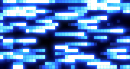 Poster - Abstract blue retro pixel hipster digital background made of moving energy brick squares on a black background