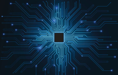 Poster - Circuit board. Technology background. Central Computer Processors CPU concept. Motherboard digital chip.