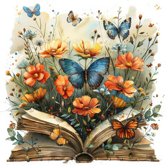Poster - floral and book