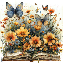 Poster - floral and book