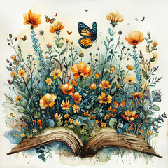 Poster - floral and book