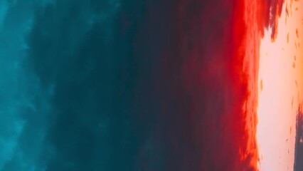 Wall Mural - Morning Sunrise. Sunlight Shining Through Clouds. Cumulus Sky Time-lapse 4k. Clouds Move Quickly Across The Sky. Flight Of Fancy. Sunrays, Sunray, Ray, Dramatic Sky. Sunrise Sky Natural Background