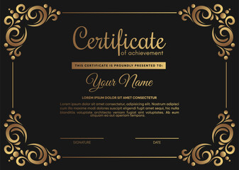 Wall Mural - luxury certificate of achievement with gold frame
