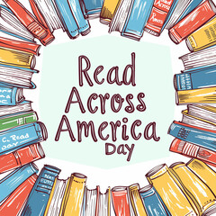 Wall Mural - Read Across America Day Illustration, Library Graphics, Colorful, Celebrating Read Across America Day