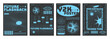 © klyaksun - Y2k style poster design template set with grid acid abstract pattern and shape. Retro futuristic graphic banner and cover layout with cyberpunk aesthetic composition. Psychedelic wireframe figure.