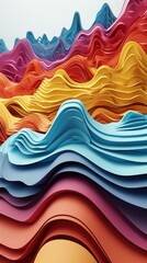 Wall Mural - Colorful paper waves in the air. Generative AI.