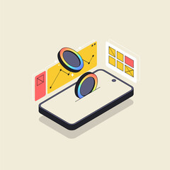 Poster - charts and analyzing statistics. data visualization concept. 3d isometric vector illustration.