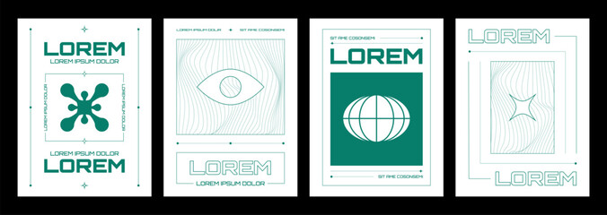 Poster - trendy poster design template in 90s and 00s style with simple abstract geometric shapes and typogra