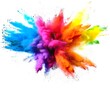 © Vivid Canvas - A central explosion of multicolored rainbow paint on a white background