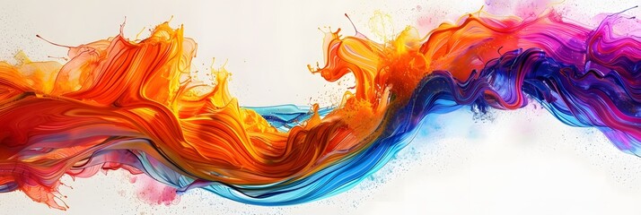 Wall Mural - Multi colored watery paint swill on a white background