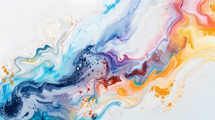 Wall Mural - Swirls of multicolored paint on a white background