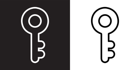 Fototapete - Key icon vector. Key sign symbol in trendy flat style. Key vector icon illustration isolated on black and white background
